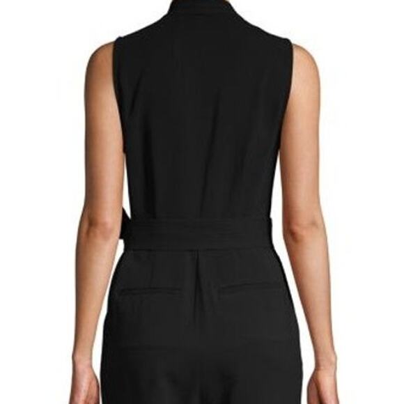 A.L.C. ​Tie Front Jumpsuit Sleeveless Crepe V-Neck Tapered One Piece Plunge - Picture 7 of 9